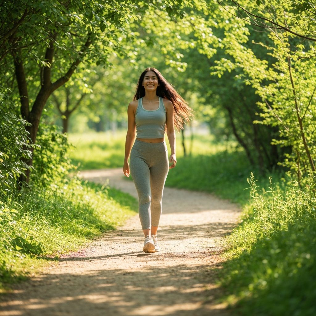 Person walking outdoors for physical activity